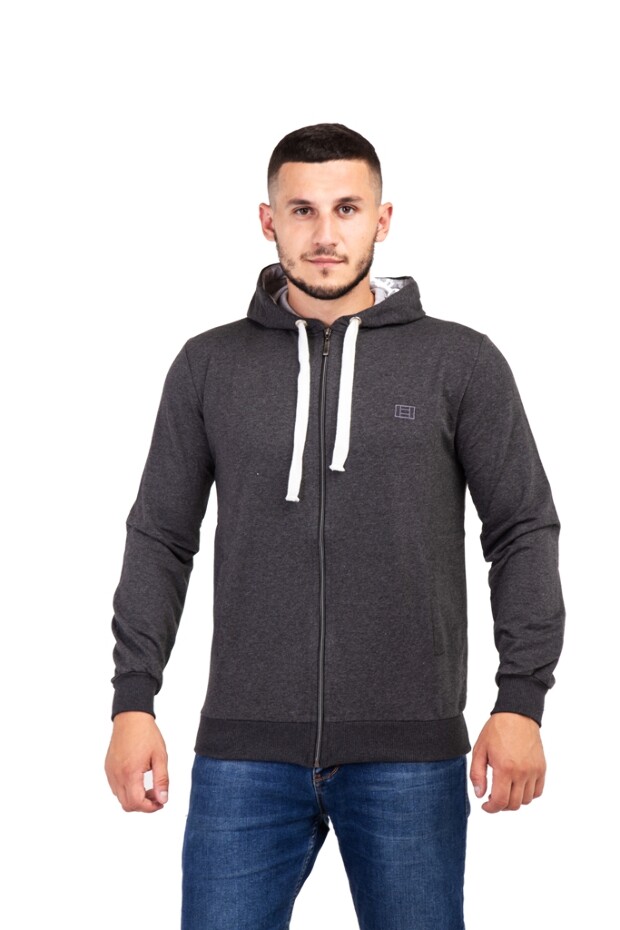 Однотонная кофта на молнии с капюшоном 3180