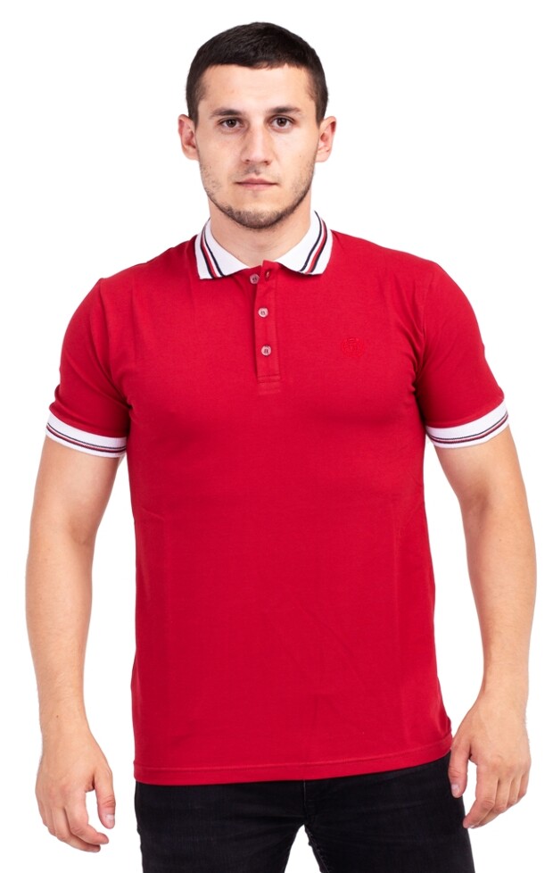 Однотонная тенниска с оригинальным воротником 7257