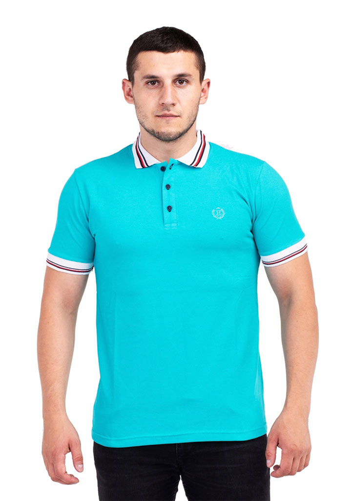 Однотонная тенниска с оригинальным воротником 7257