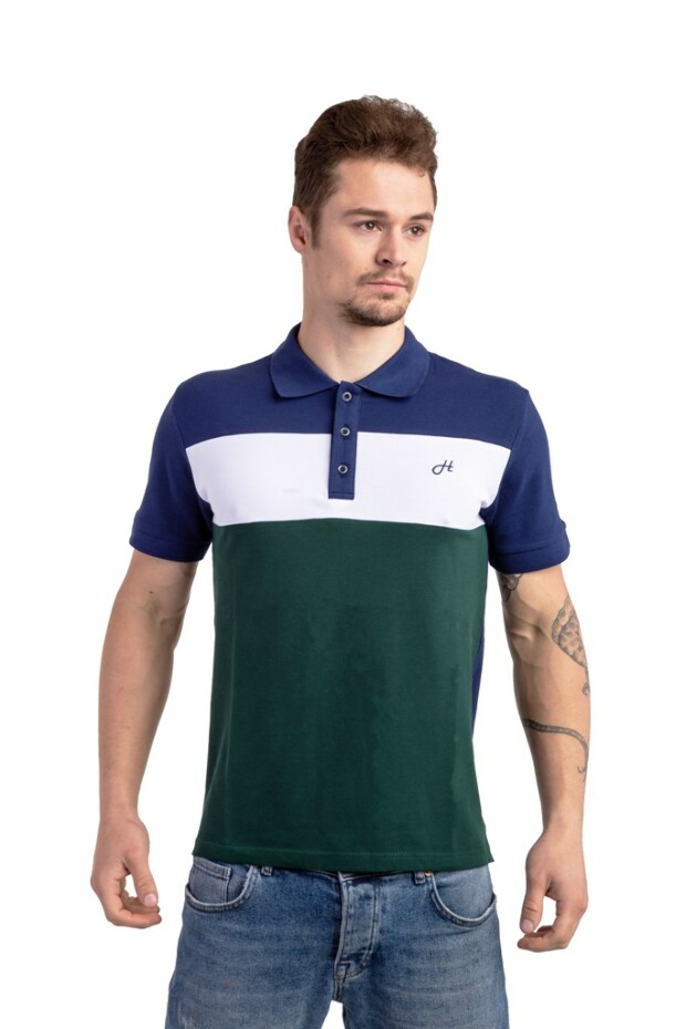 Комбінована чоловіча футболка поло 15553
