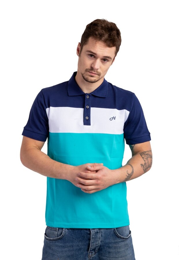 Комбінована чоловіча футболка поло 15553