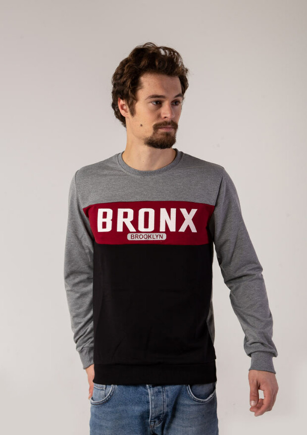 Стильний ткомбінований світшот із принтом bronx 17048
