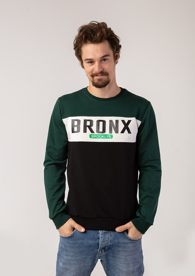 Стильний ткомбінований світшот із принтом bronx 17048