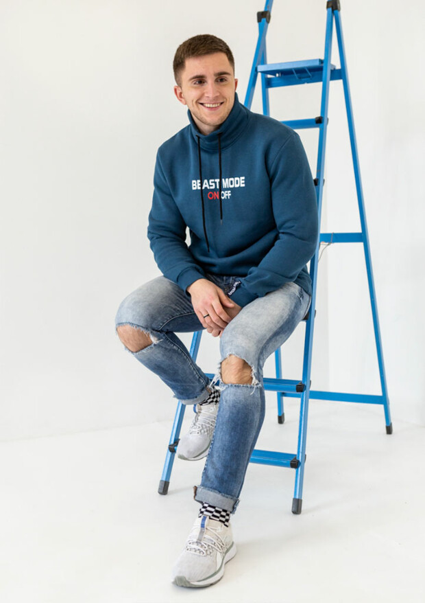 Толстовка без капюшона зі стійкою beast mode on off 20047