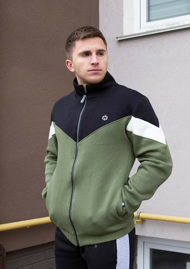 Комбінована кофта на блискавці 20205