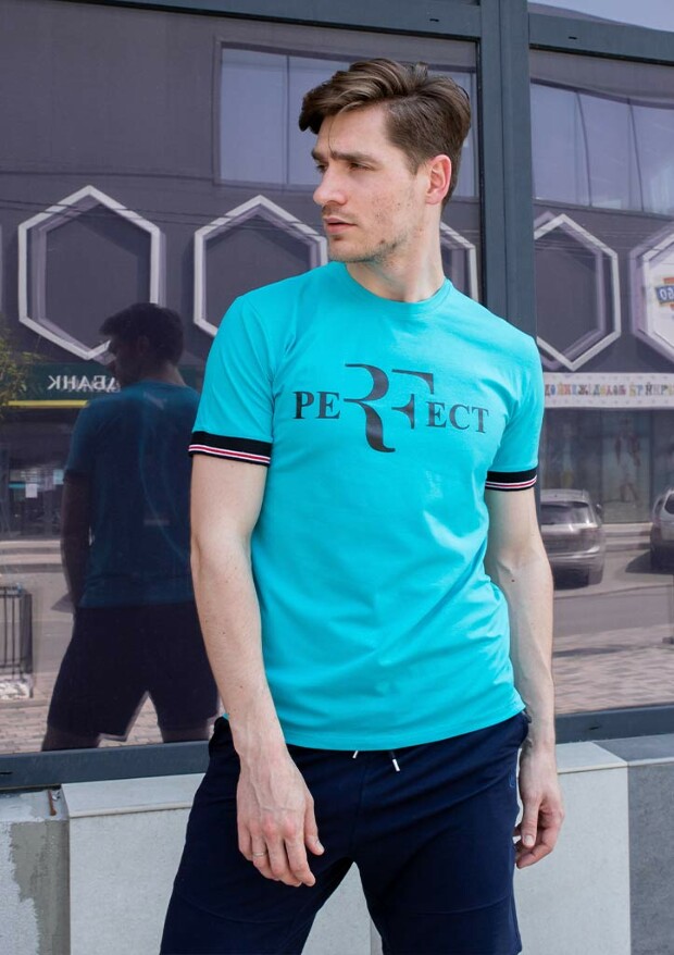 Мужская футболка с манжетами на рукавах 22087