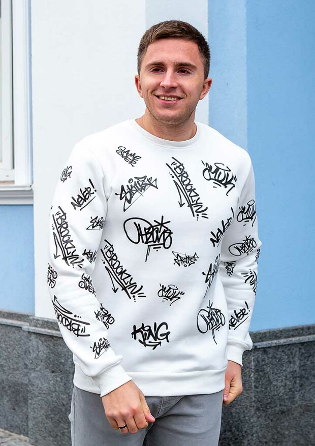 Теплий світшот з оригінальної тканини printout 30304