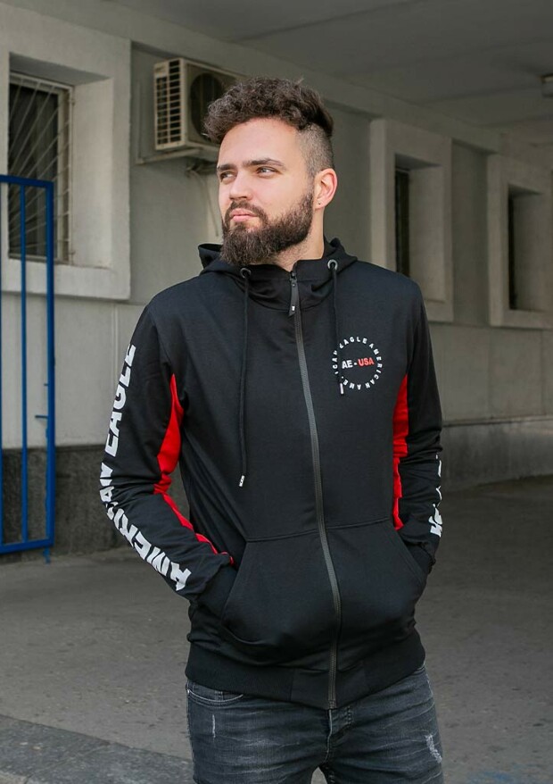 Чоловіча кофта на блискавці з принтом ae usa 17308