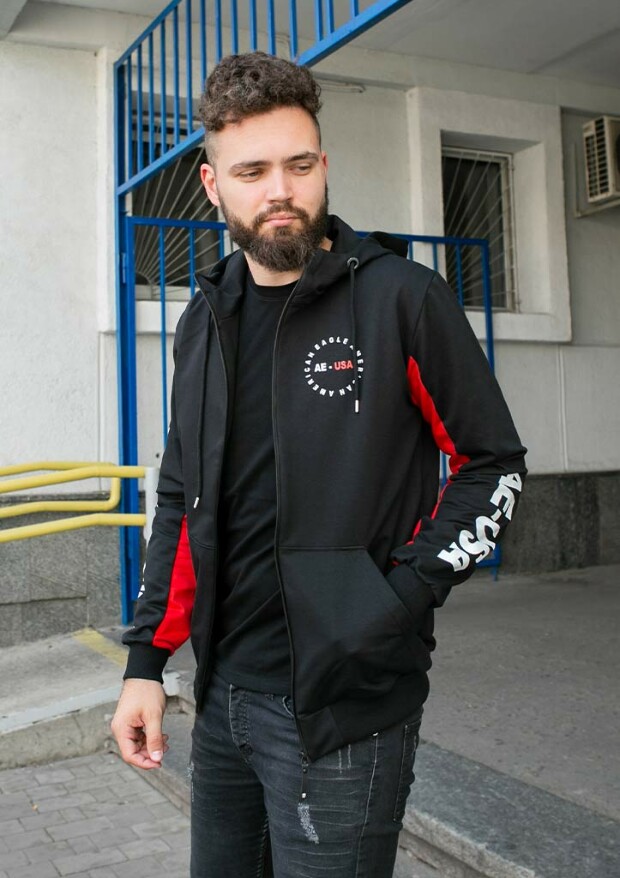 Чоловіча кофта на блискавці з принтом ae usa 17308