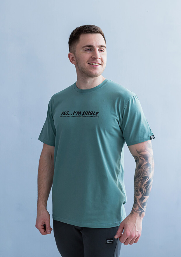 Чоловіча футболка великих розмірів з принтом yes...i'm single 40502