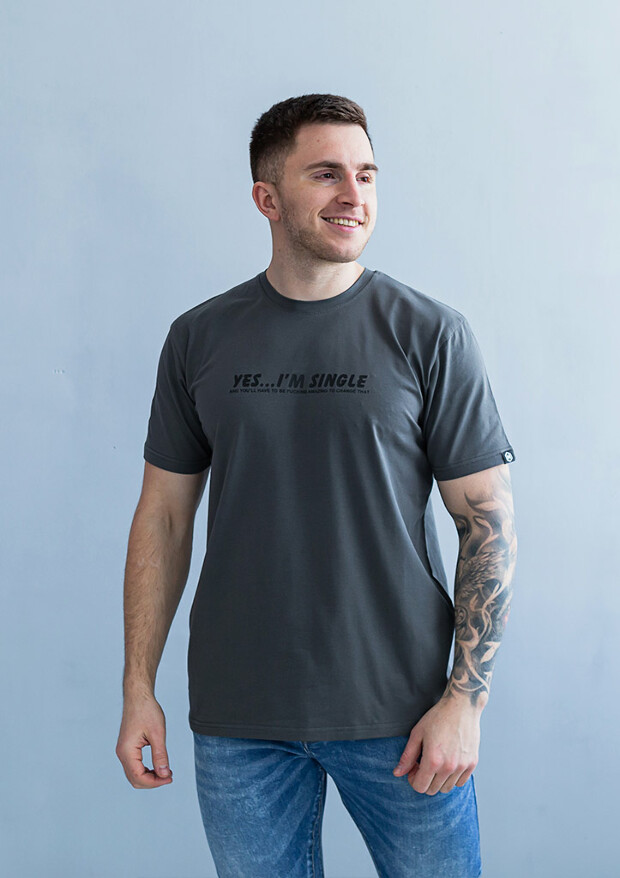 Чоловіча футболка великих розмірів з принтом yes...i'm single 40502
