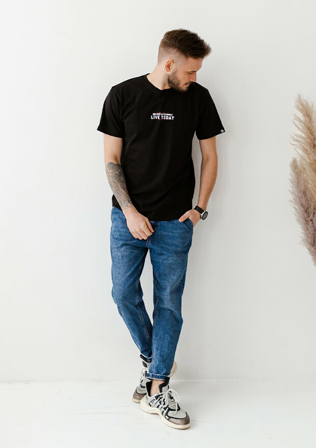 Чоловіча футболка великих розмірів із принтом  live today 40512