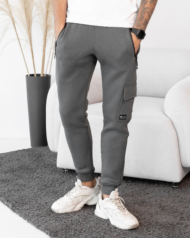 Теплі чоловічі спортивні штани з накладними карманами hector 30657, 30663