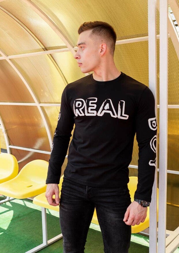 Футболка длинный рукав, лонгслив с принтом real bad boy 5206