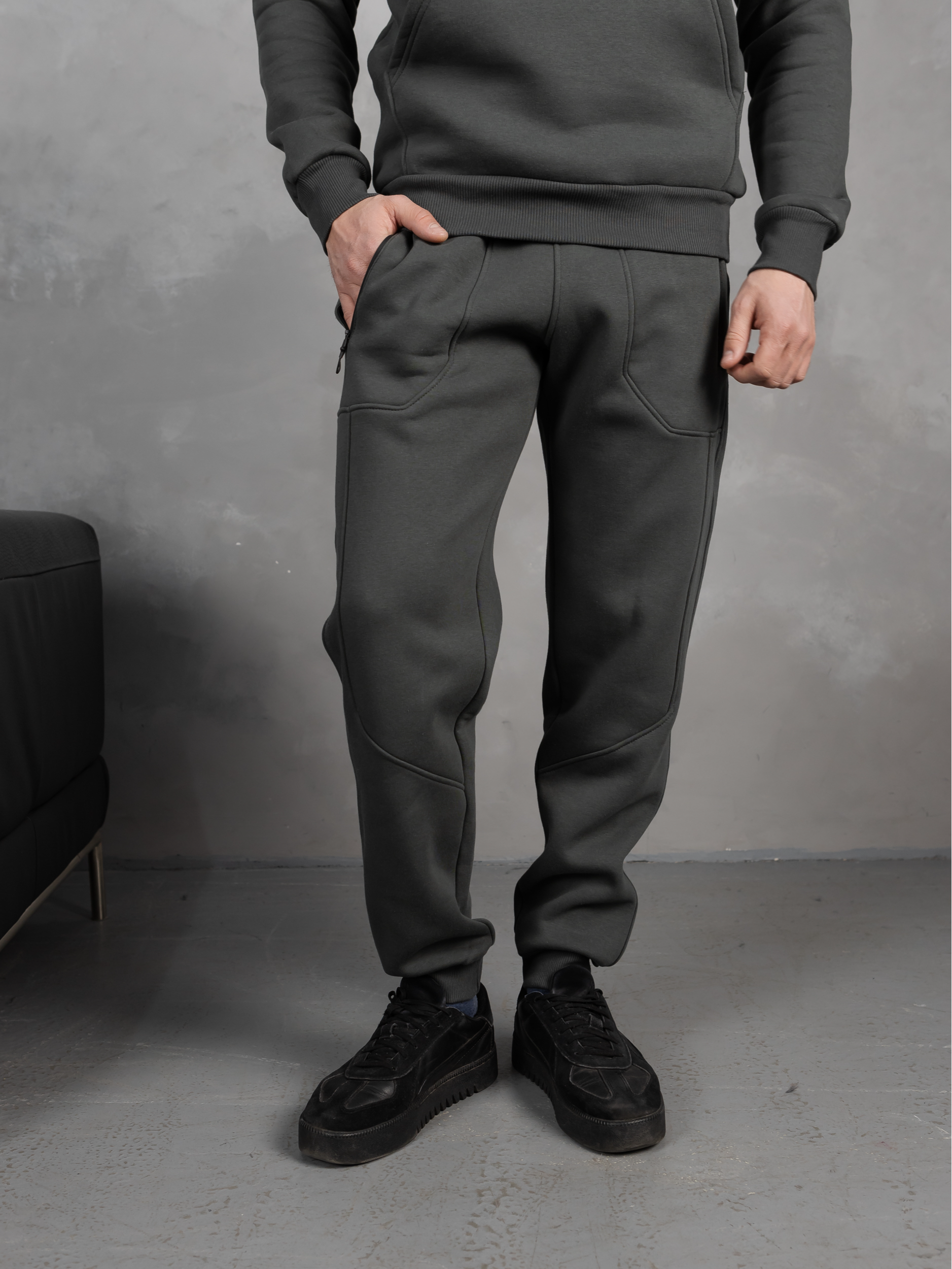 Теплий костюм з худі-регланом та капюшоном 30561