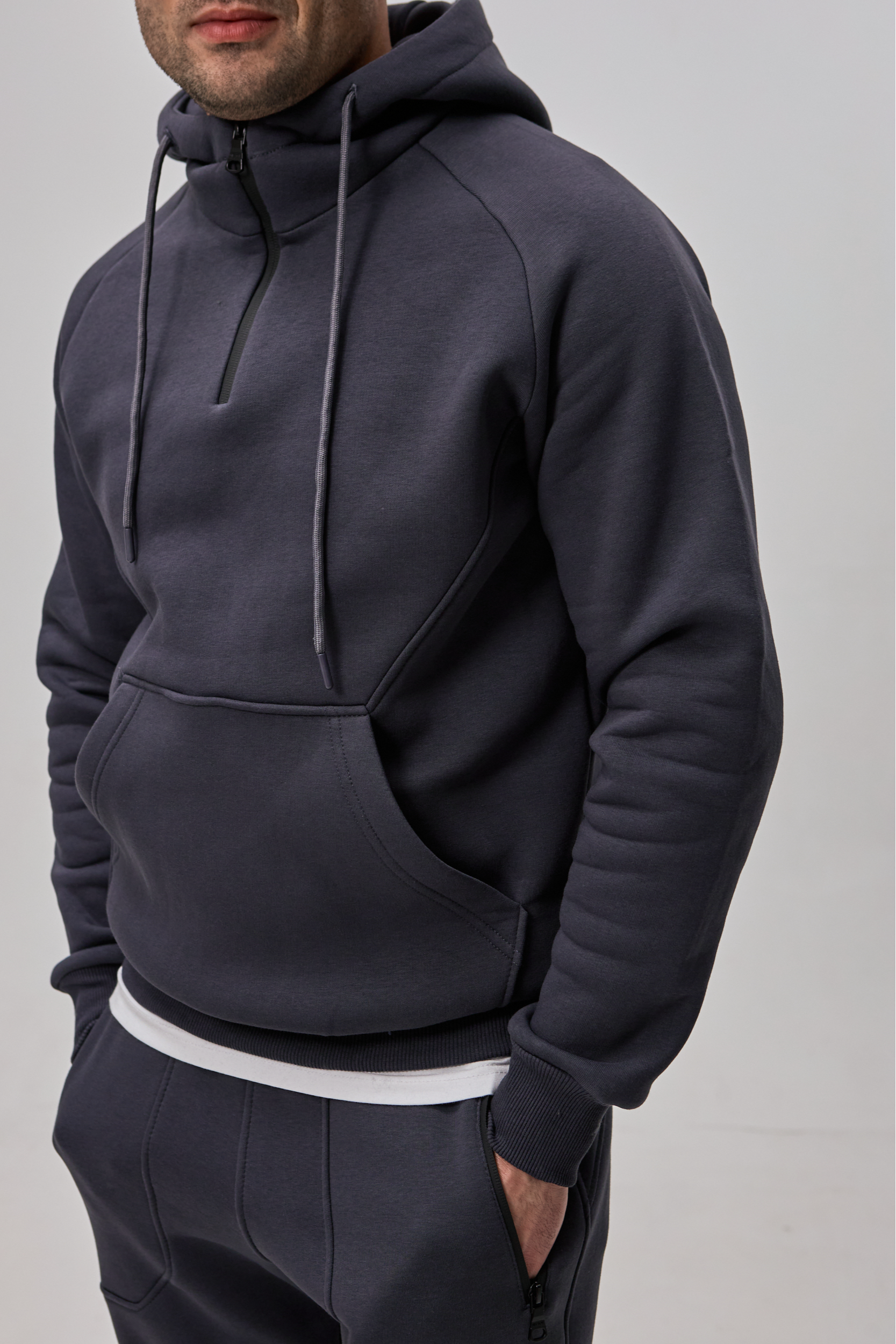 Теплый костюм с худи-регланом и капюшоном 30592