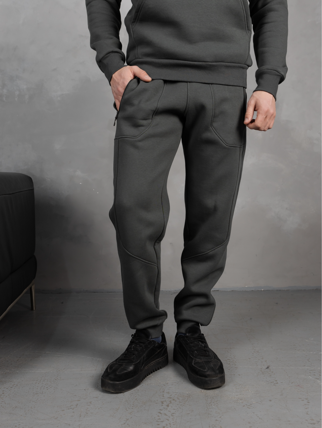 Теплий костюм з худі-регланом та капюшоном 30561