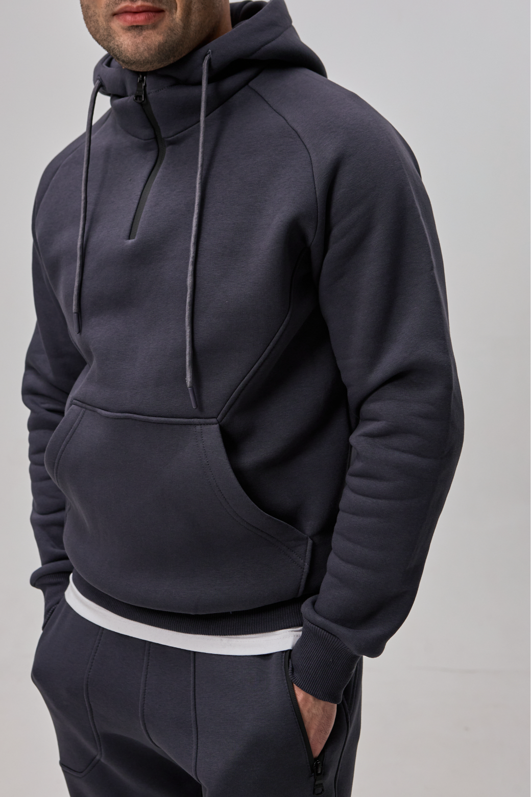 Теплый костюм с худи-регланом и капюшоном 30592