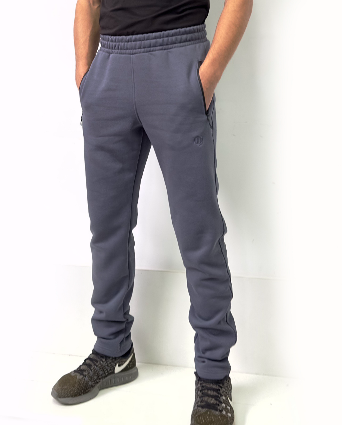 Теплые прямые спортивные штаны, карманы на молнии 30662