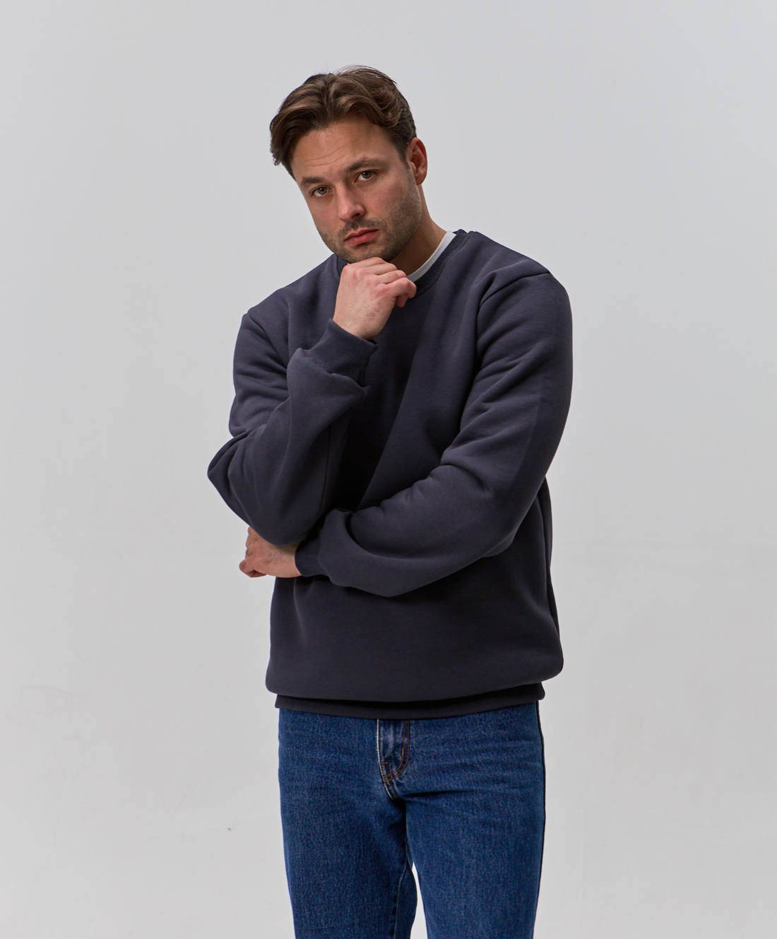 Теплий однотонний чоловічий світшот hector 30324