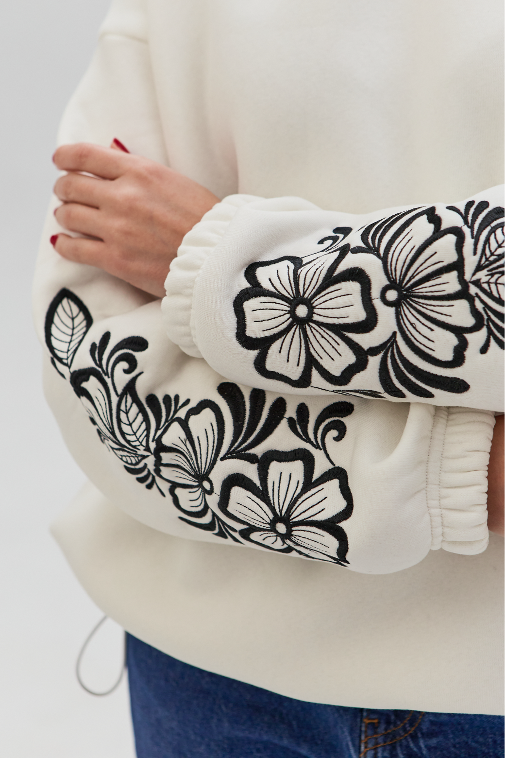 Толстовка жіноча oversize з красивою вишивкою Hector 24219