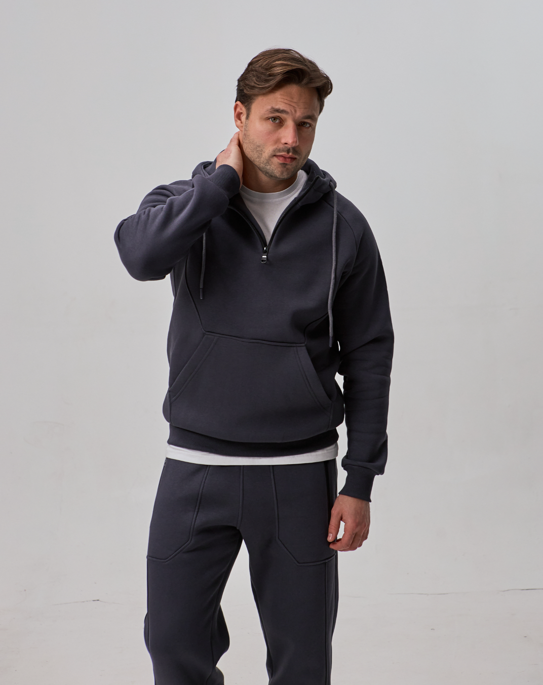 Теплый костюм с худи-регланом и капюшоном 30592