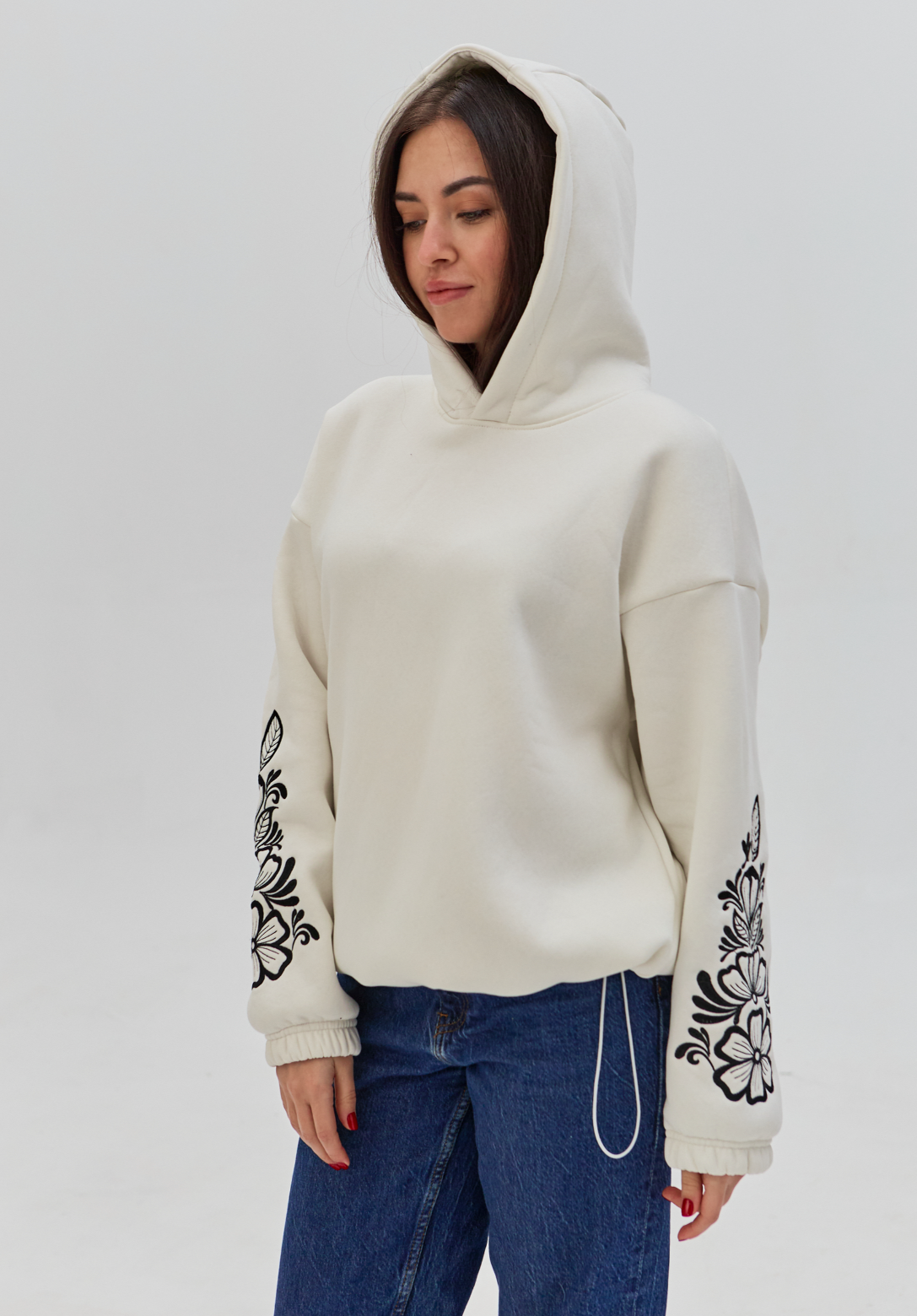 Толстовка жіноча oversize з красивою вишивкою Hector 24219