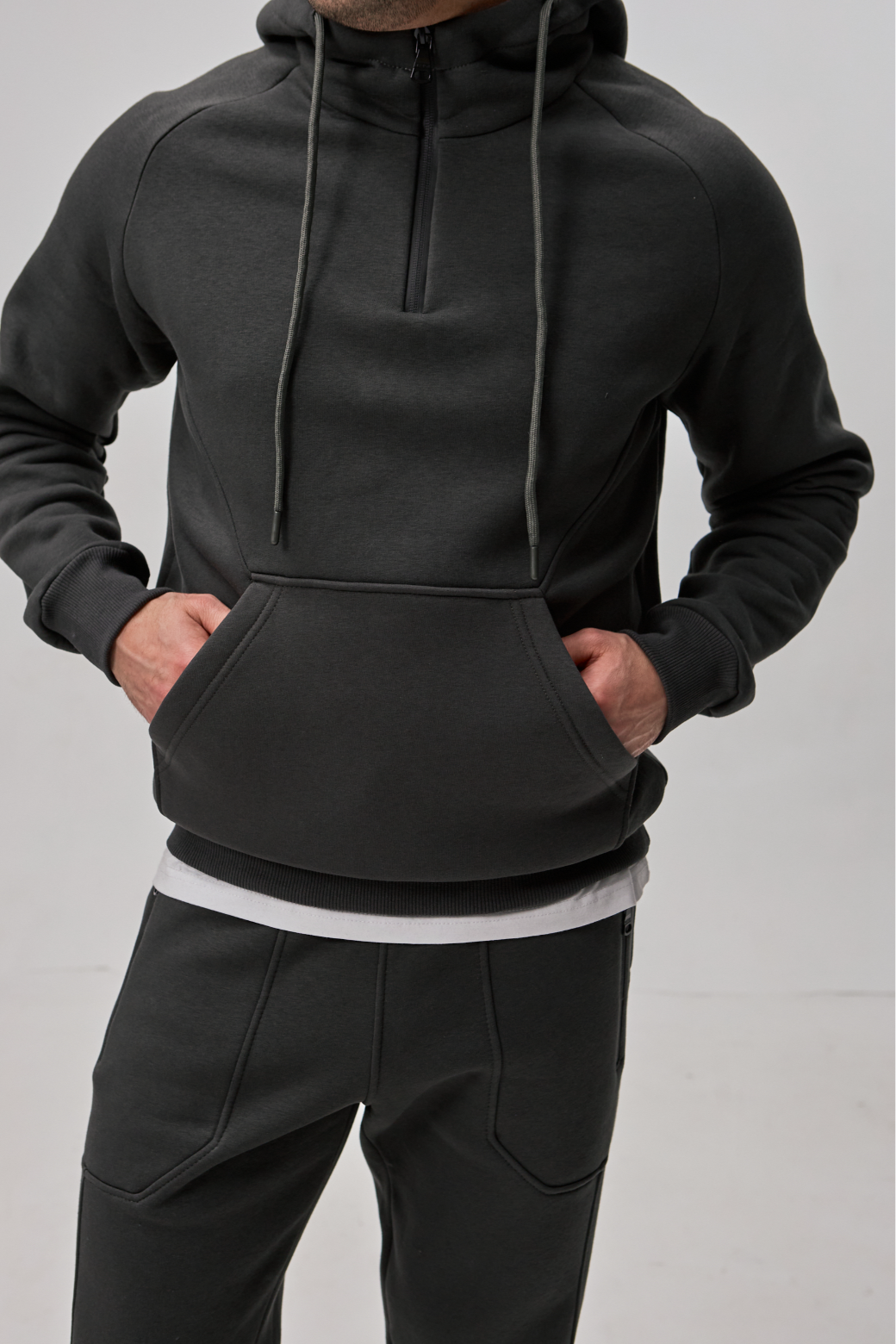 Теплый костюм с худи-регланом и капюшоном 30592