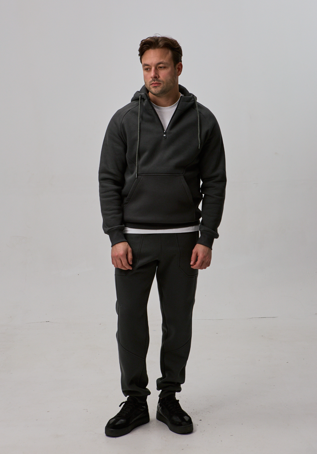 Теплый костюм с худи-регланом и капюшоном 30592