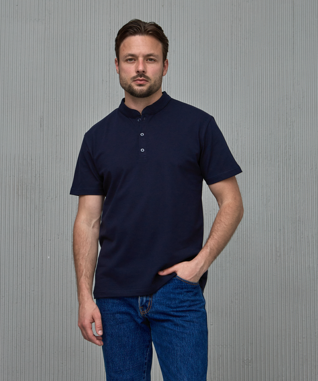 Чоловіча футболка поло з коротким коміром без вишивки 19559