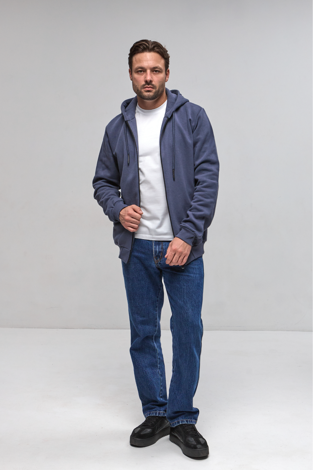 Тепла кофта на застібці з капюшоном 30465