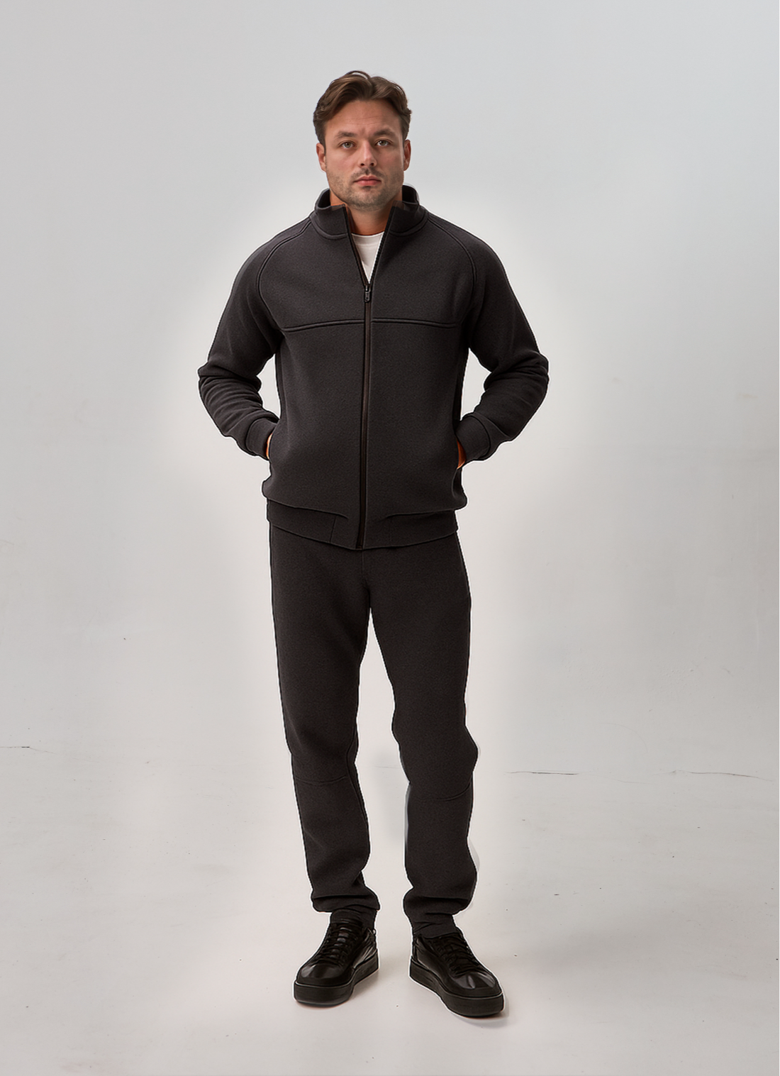 Теплий чоловічий костюм із коміром-стійкою 30595