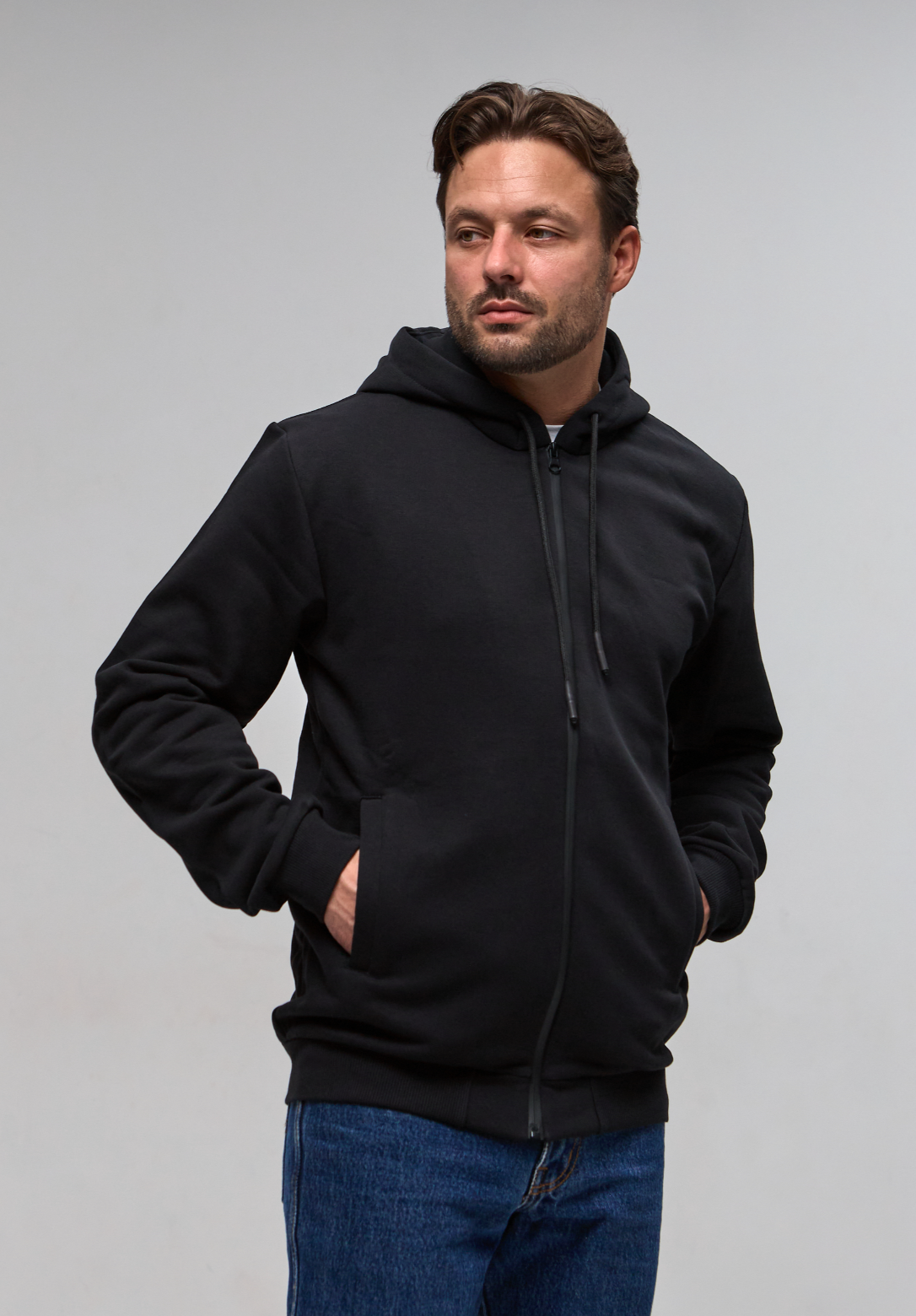 Тепла кофта на застібці з капюшоном 30465