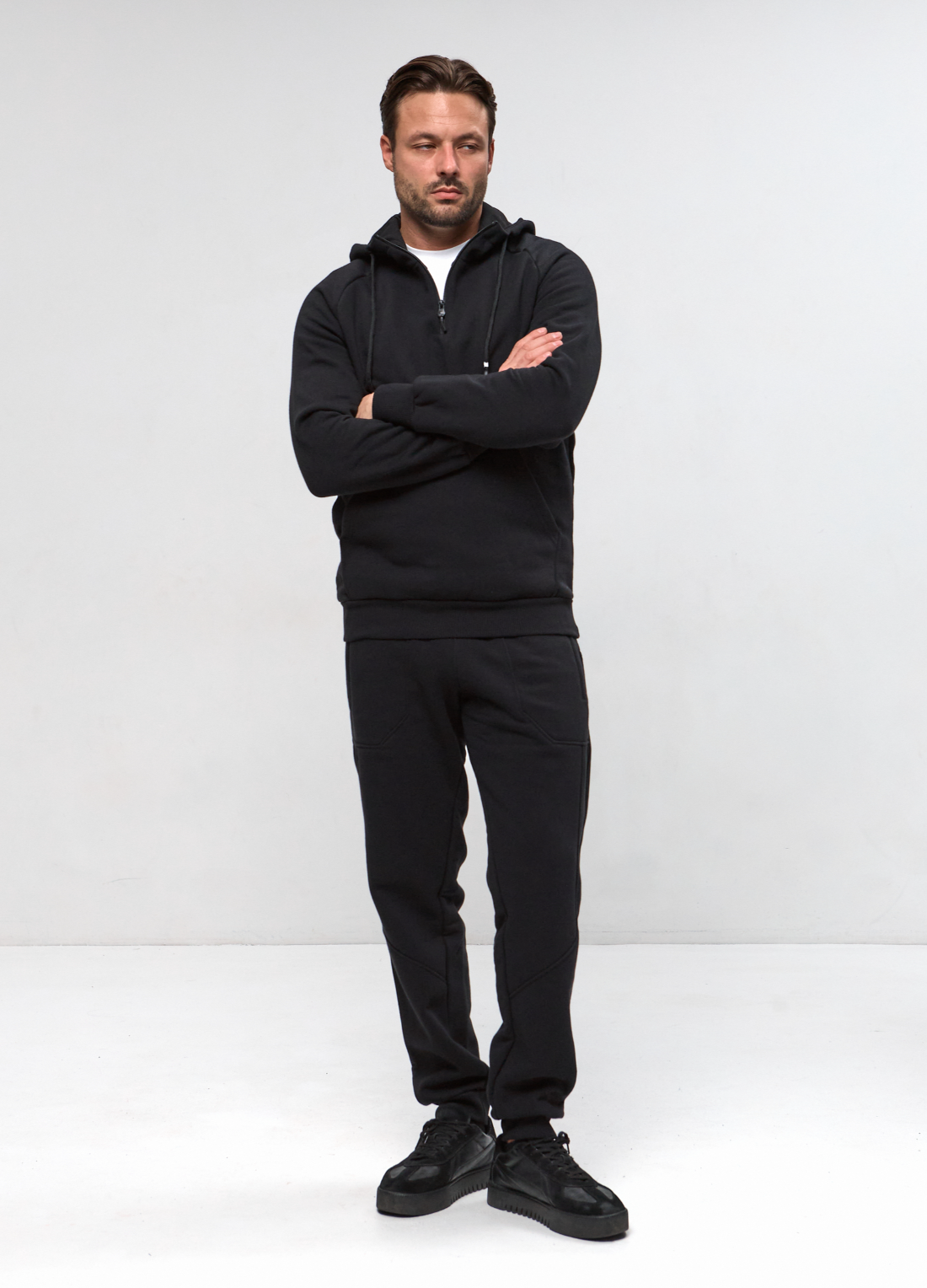 Теплый костюм с худи-регланом и капюшоном 30592