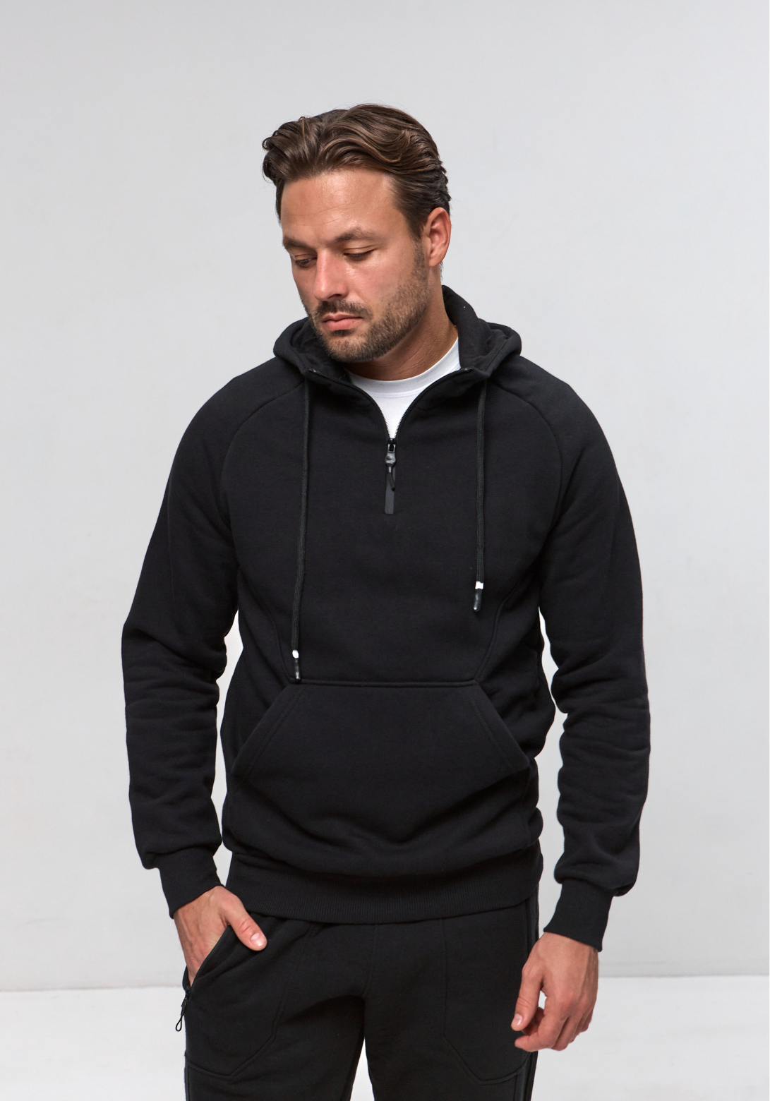 Теплый костюм с худи-регланом и капюшоном 30592