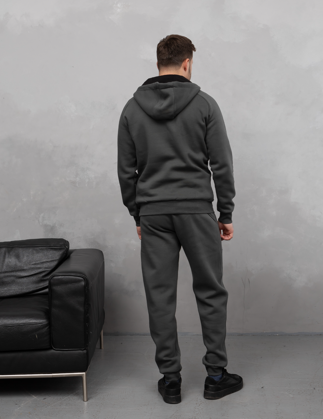 Теплий костюм з худі-регланом та капюшоном 30561