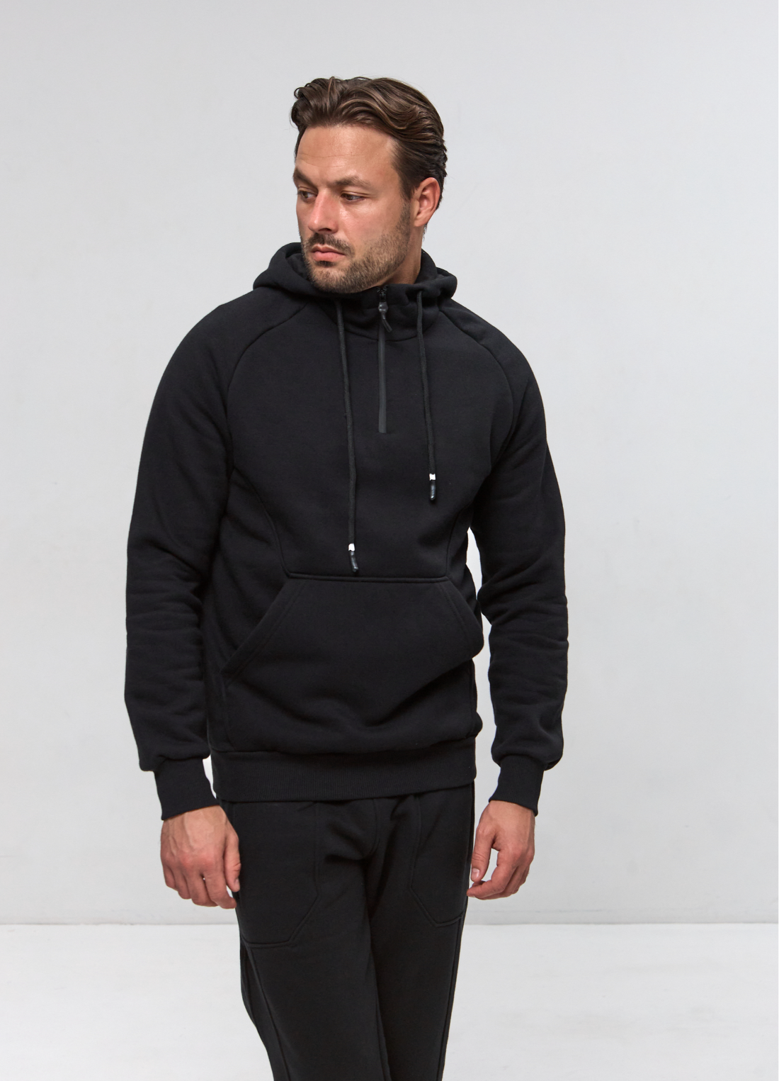 Теплый костюм с худи-регланом и капюшоном 30592