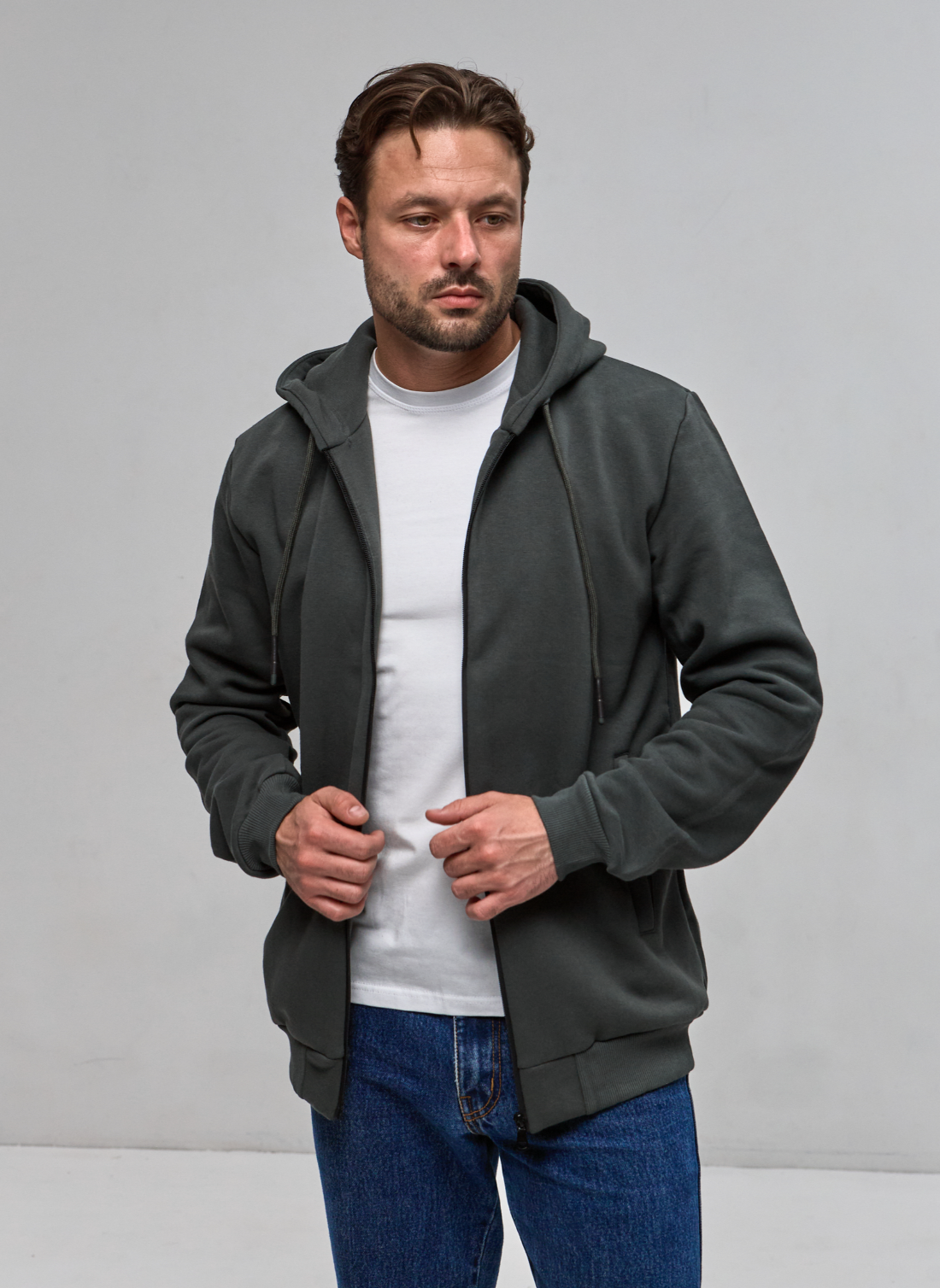 Тепла кофта на застібці з капюшоном 30465