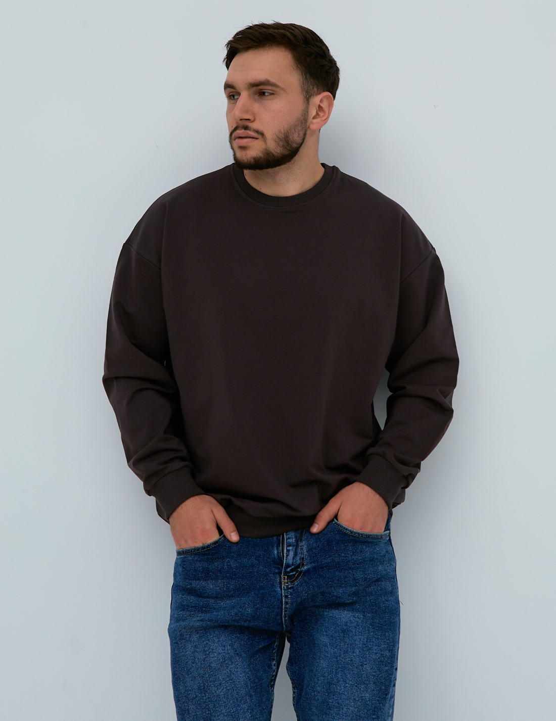 Однотонный oversize свитшот больших размеров 18023