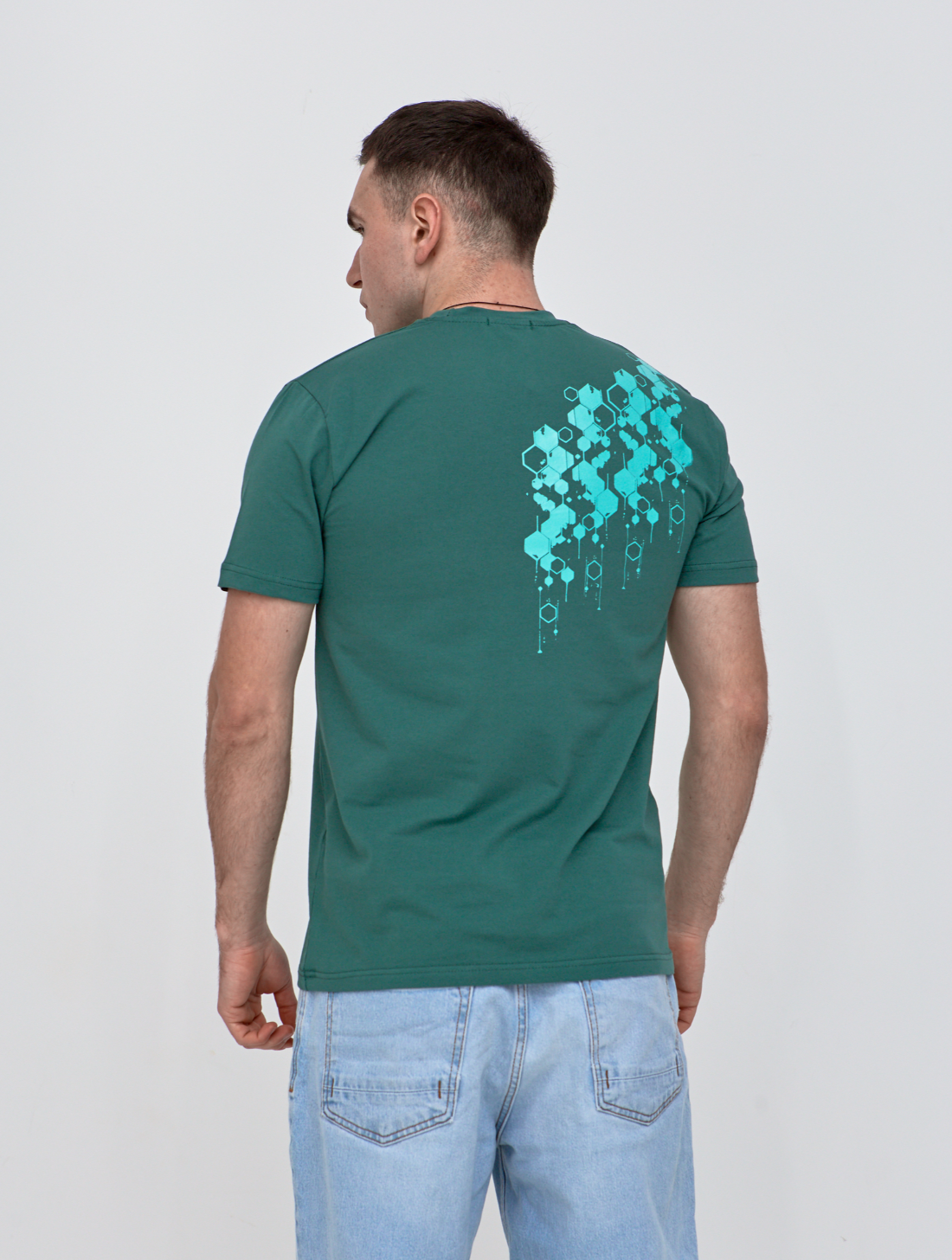 Футболка з оринінальним принтом HEXAGONS спереді та на спинці Hector 42023