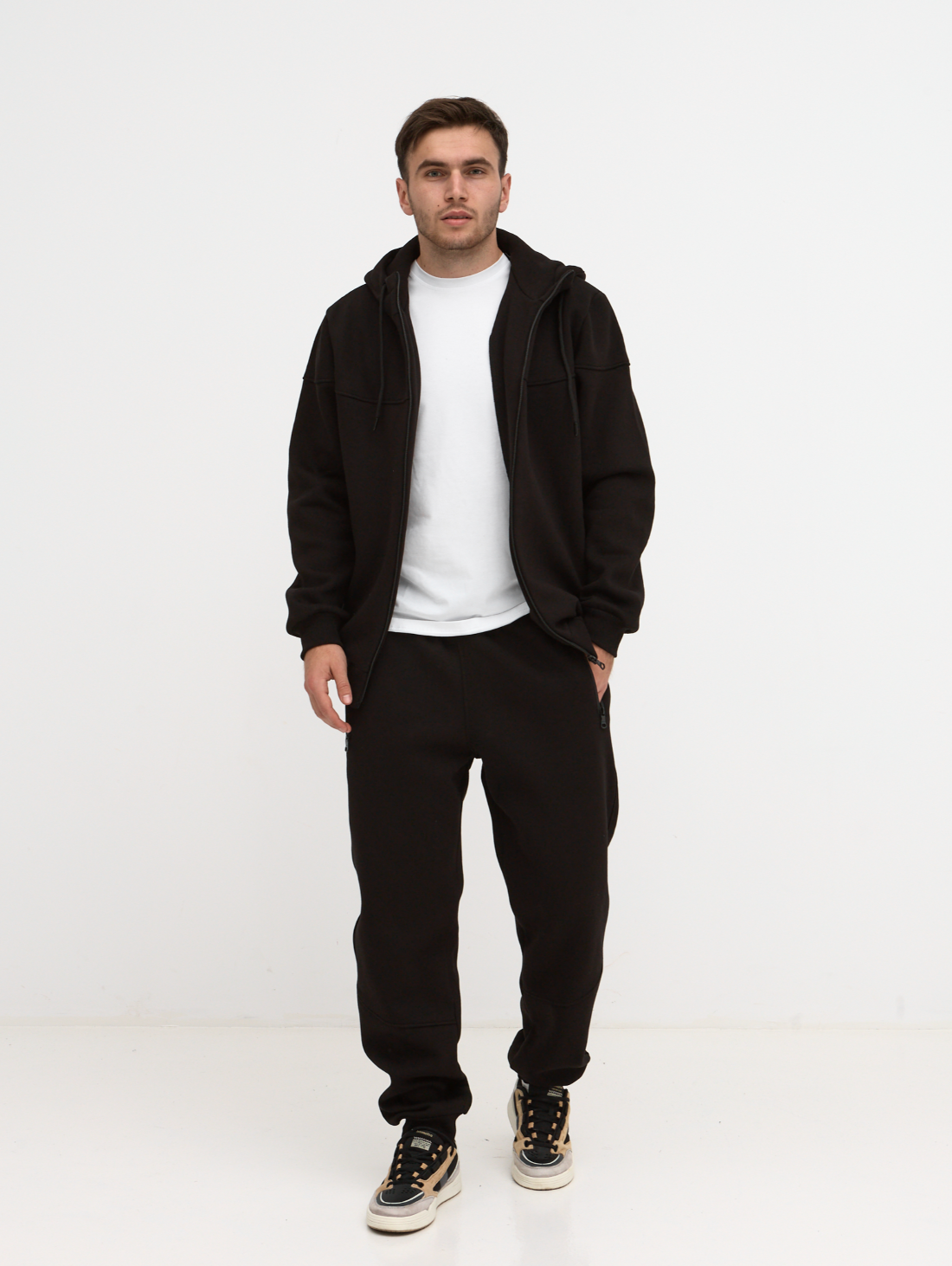 Теплий костюм "різаний" великих розмірів з високим коміром 30806