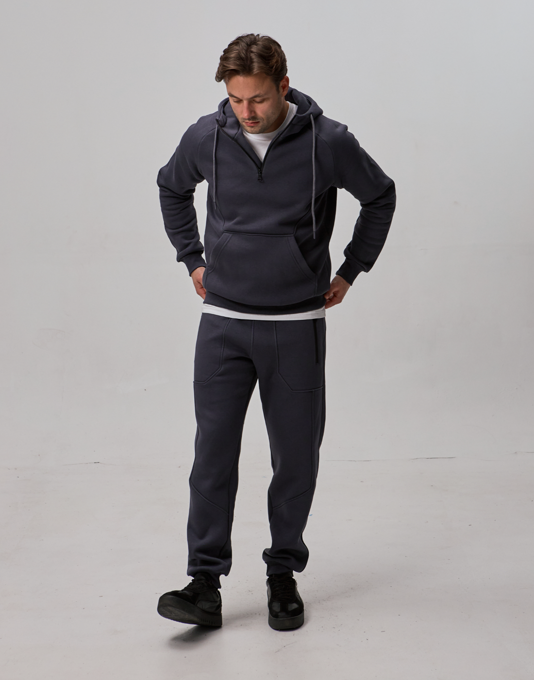 Теплый костюм с худи-регланом и капюшоном 30592