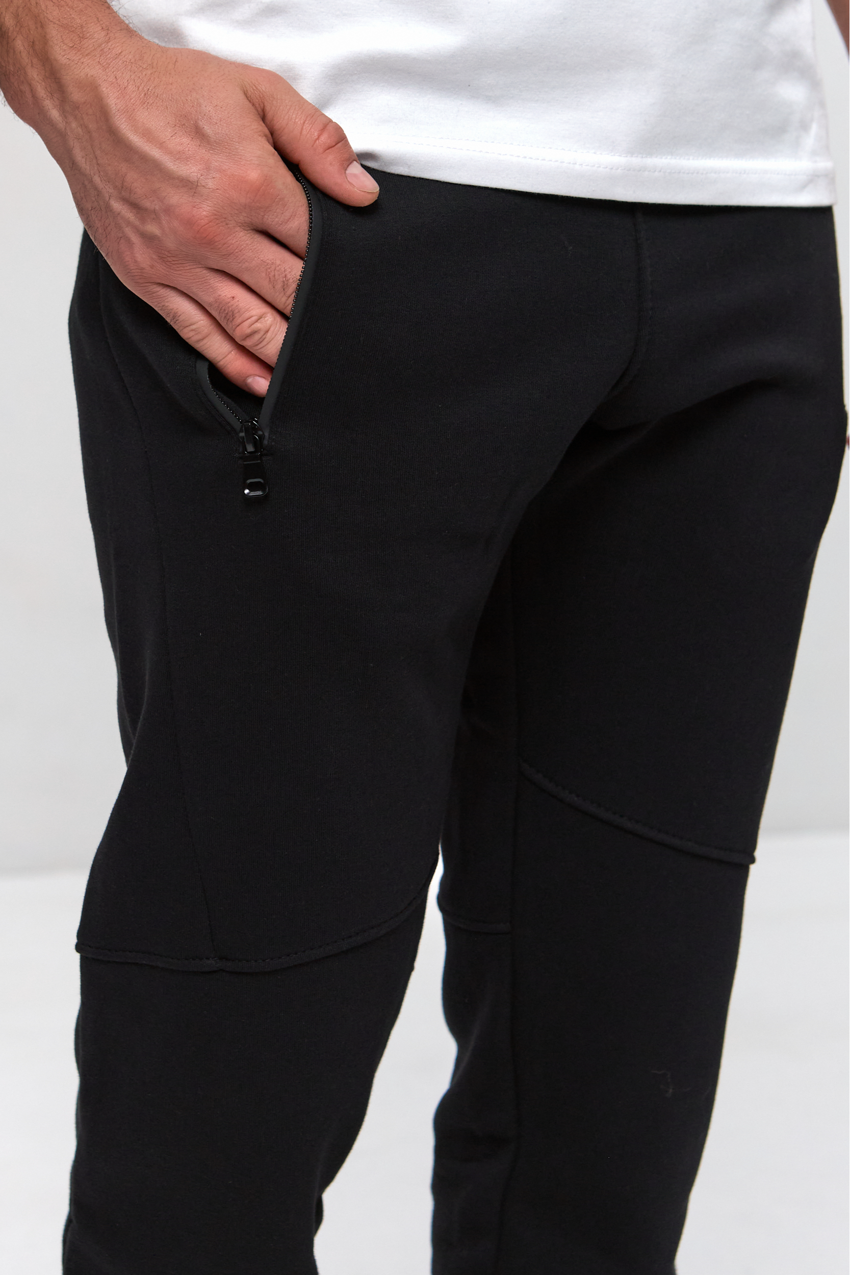 Теплі "різані" штани на манжетах великих розмірів з кишенями на застібці 30709