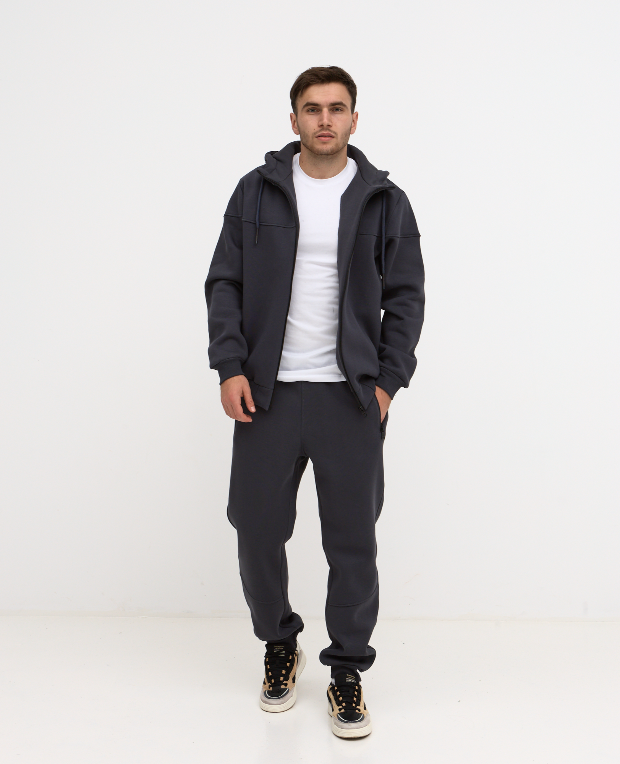 Теплий костюм "різаний" великих розмірів з високим коміром 30806