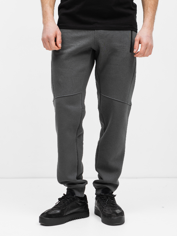 Теплые "резанные" штаны на манжетах больших размеров с карманами на молнии 30709