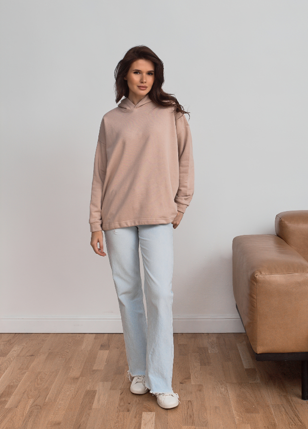 Худі жіноче oversize з подвійним капюшон та фіксатори 24207