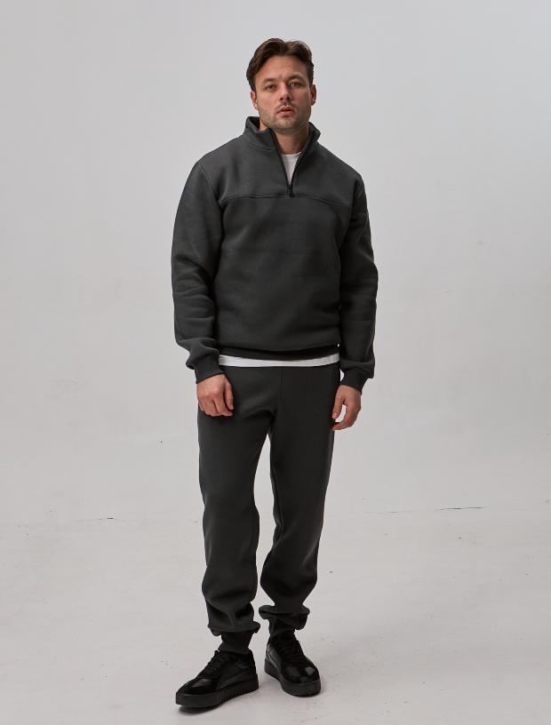 Теплий чоловічий костюм з коміром-стійкою та короткою застібкою 30593