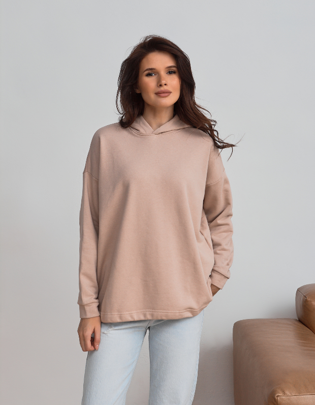 Худі жіноче oversize з подвійним капюшон та фіксатори 24207