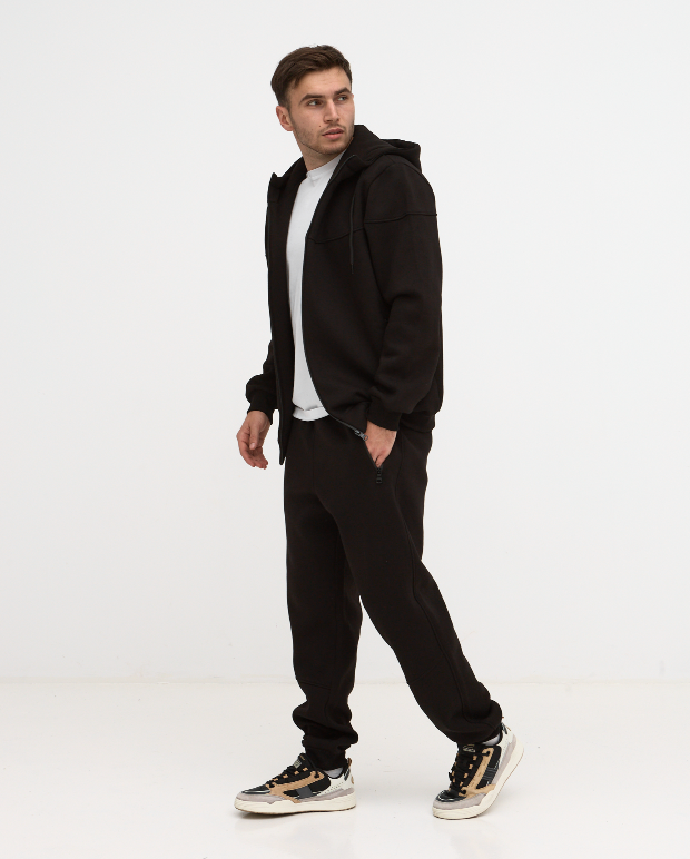 Теплий костюм "різаний" великих розмірів з високим коміром 30806