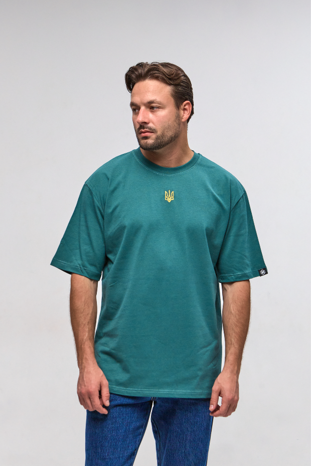 Чоловіча футболка oversize з вишитим Тризубом 40324